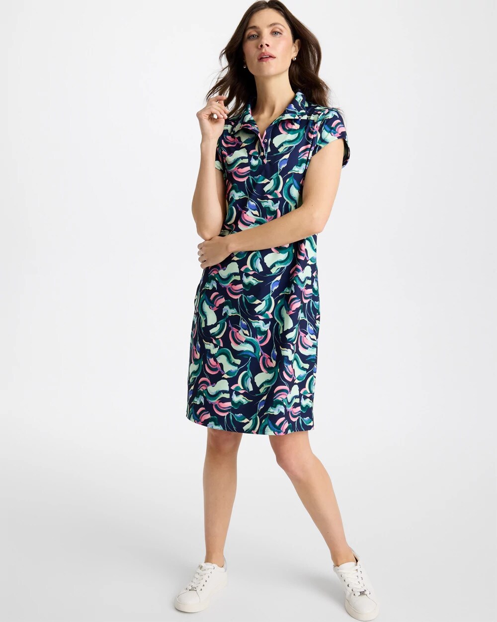 Chico's Zenergy® UPF Blooms Polo Dress Blossom