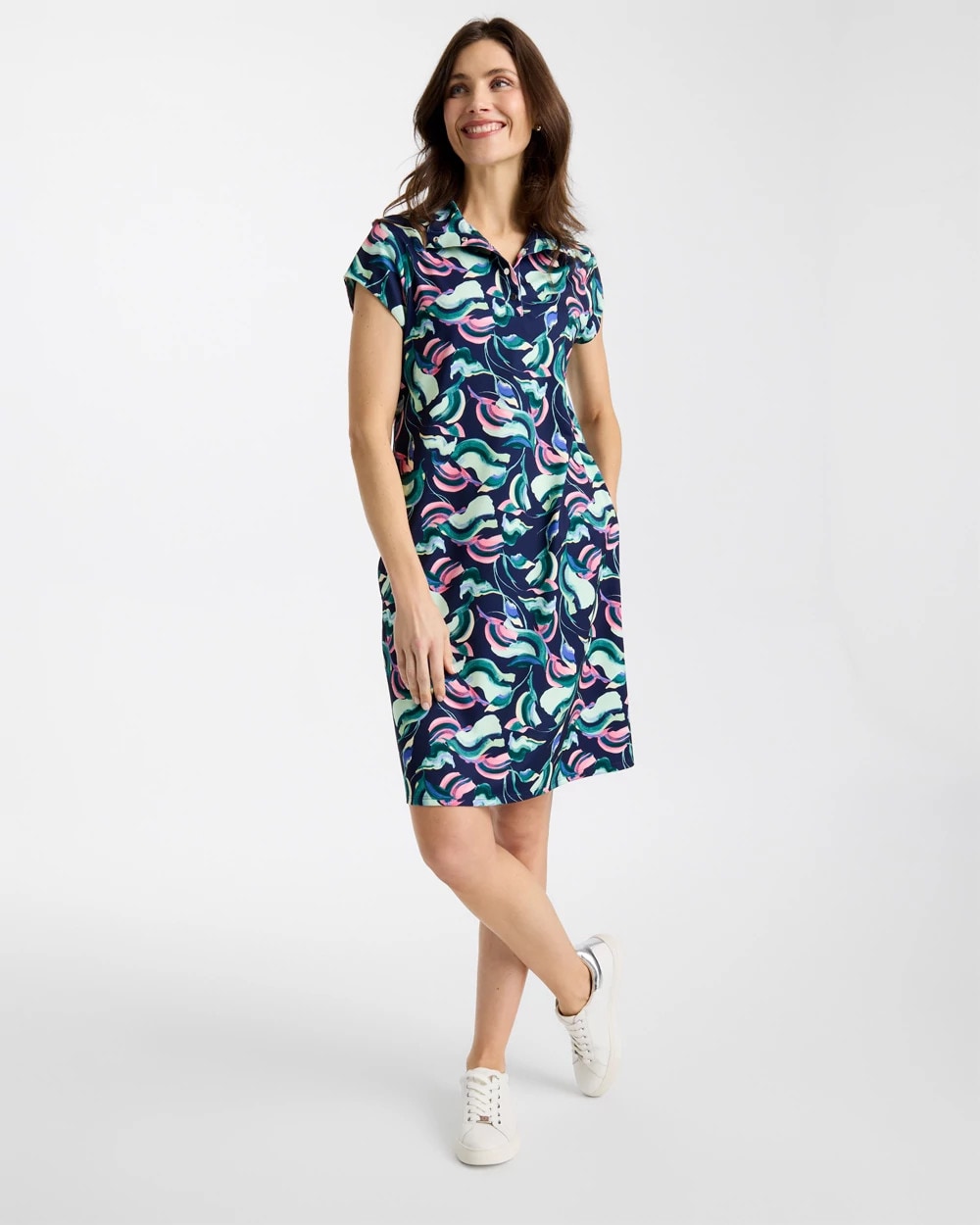 Chico's Zenergy® UPF Blooms Polo Dress Blossom