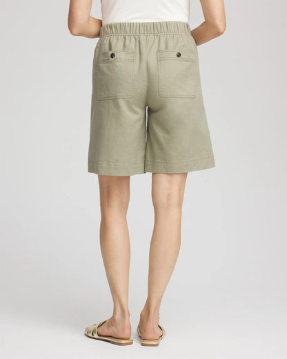 Chico's Cotton-Linen Pull-On Utility Shorts Washed Sage