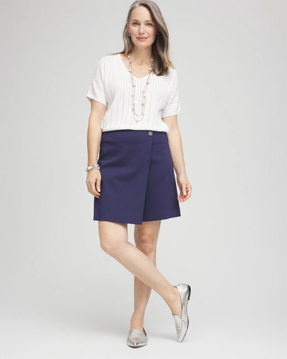 Chico's Brigitte™ Pull-On Asymmetrical Wrap Skort Passport Blue