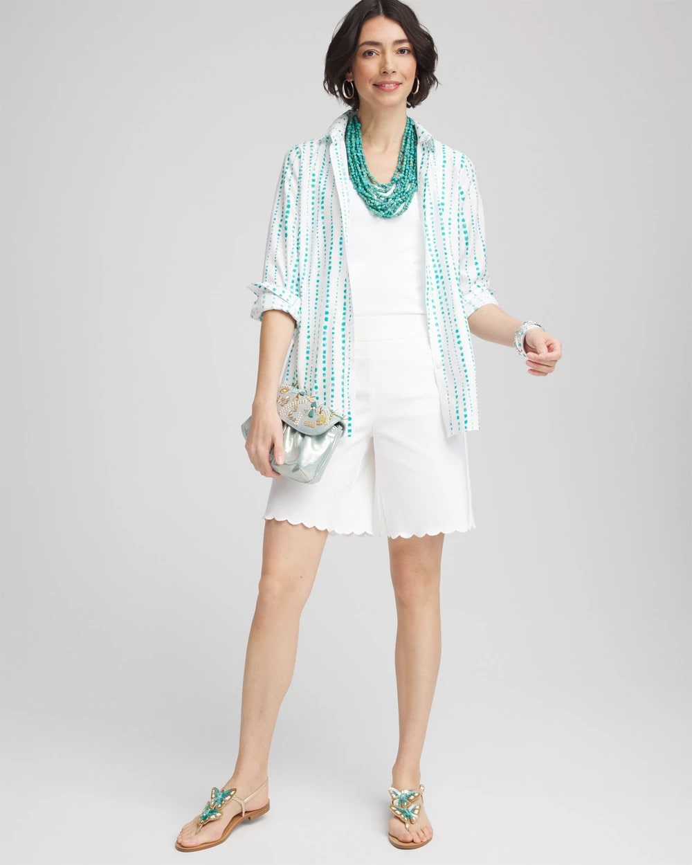 Chico's Brigitte™ Pull-On Scallop-Hem Shorts Alabaster