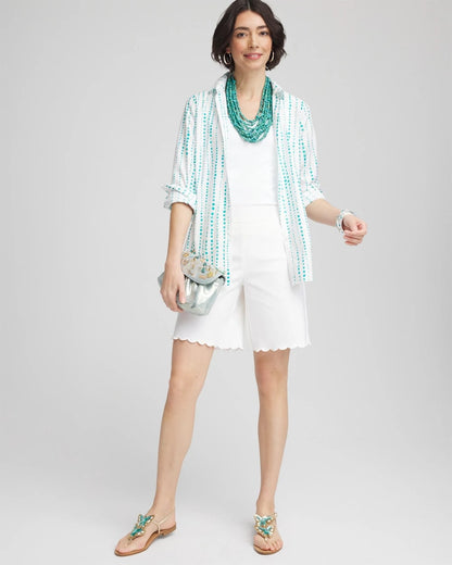 Chico's Brigitte™ Pull-On Scallop-Hem Shorts Alabaster