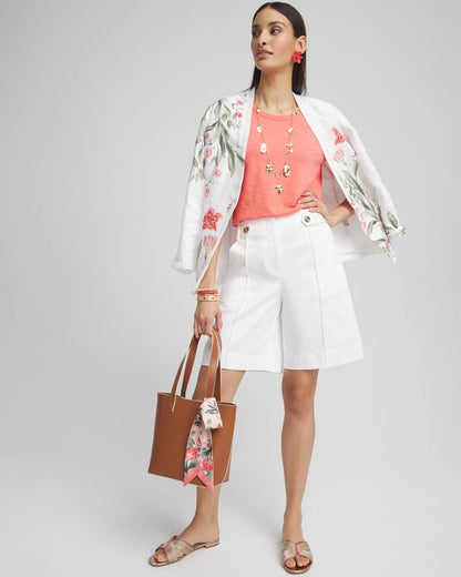 Chico's Sateen Tab-Front A-line Shorts Alabaster