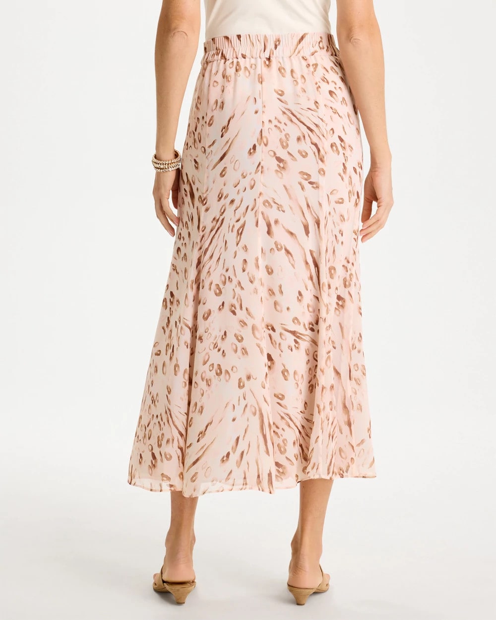 Chico's Cheetah Pull-On Godet Skirt Sweet Blossom