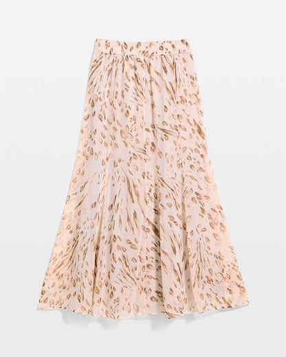 Chico's Cheetah Pull-On Godet Skirt Sweet Blossom