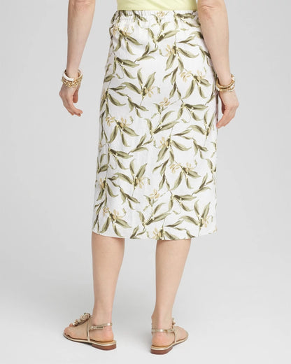 Chico's Linen Midi Wrap Skirt Alabaster