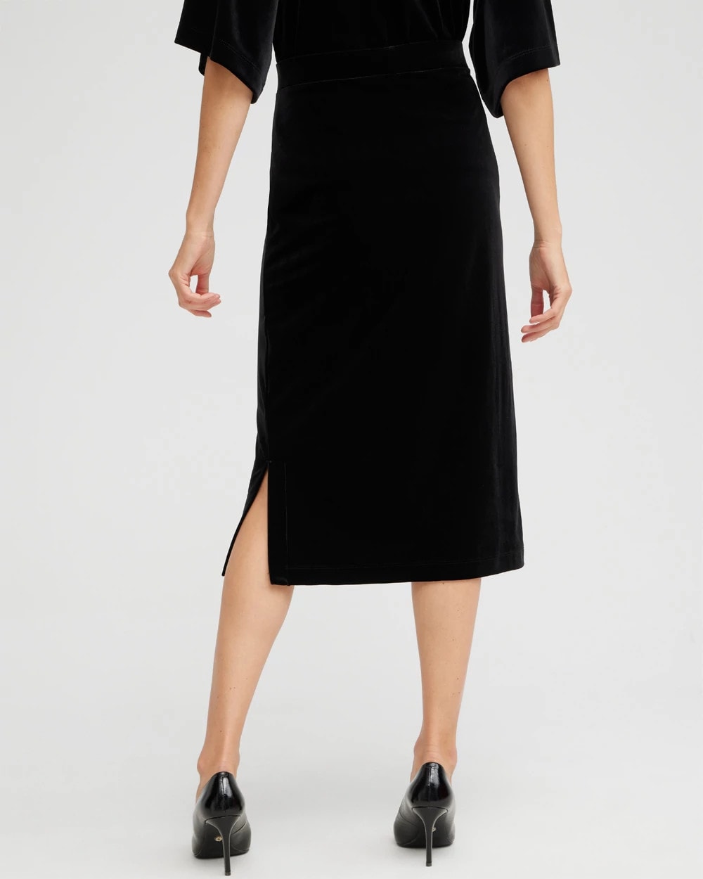Chico's Travelers™ Velvet Midi Skirt Travelers Black