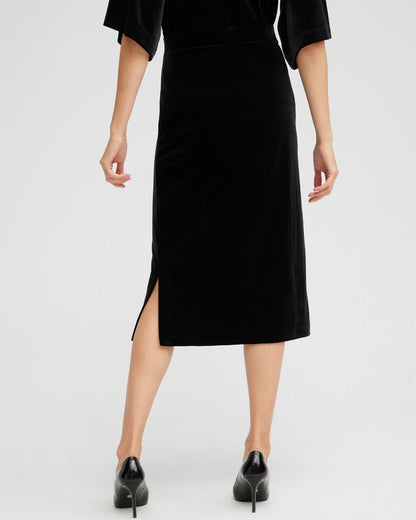 Chico's Travelers™ Velvet Midi Skirt Travelers Black