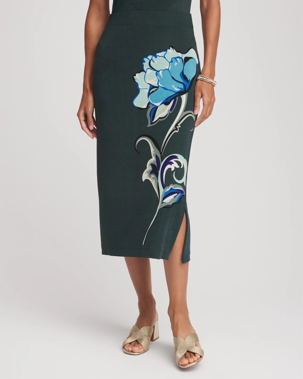 Chico's Travelers™ Artisanal Midi Skirt Darkest Spruce
