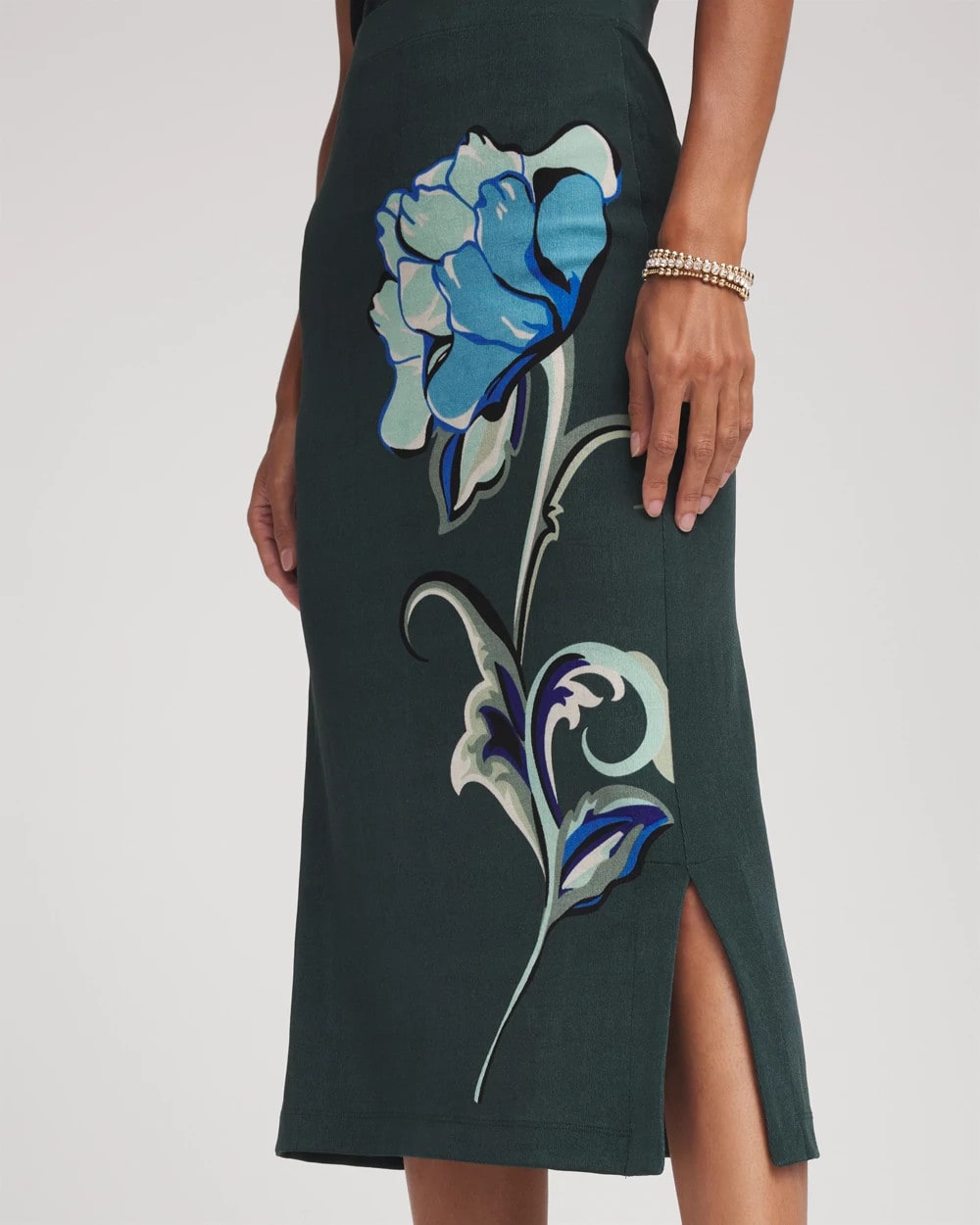 Chico's Travelers™ Artisanal Midi Skirt Darkest Spruce