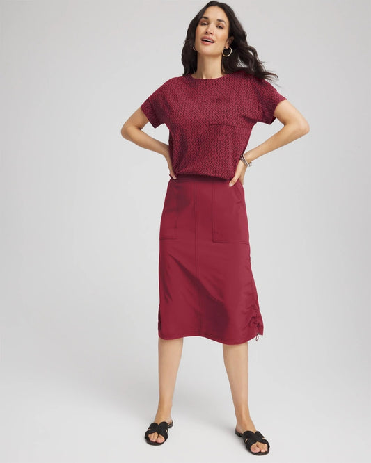 Chico's Zenergy® UPF Bungee-Hem Pull-On Skirt Russet Red