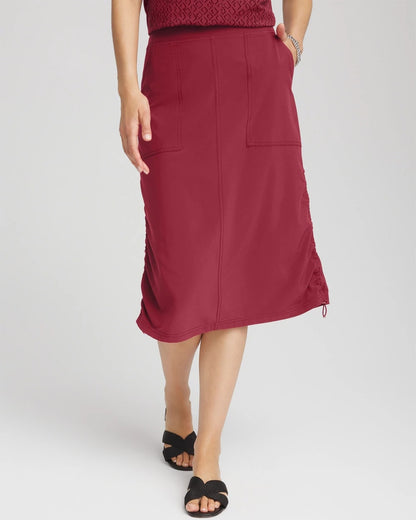 Chico's Zenergy® UPF Bungee-Hem Pull-On Skirt Russet Red