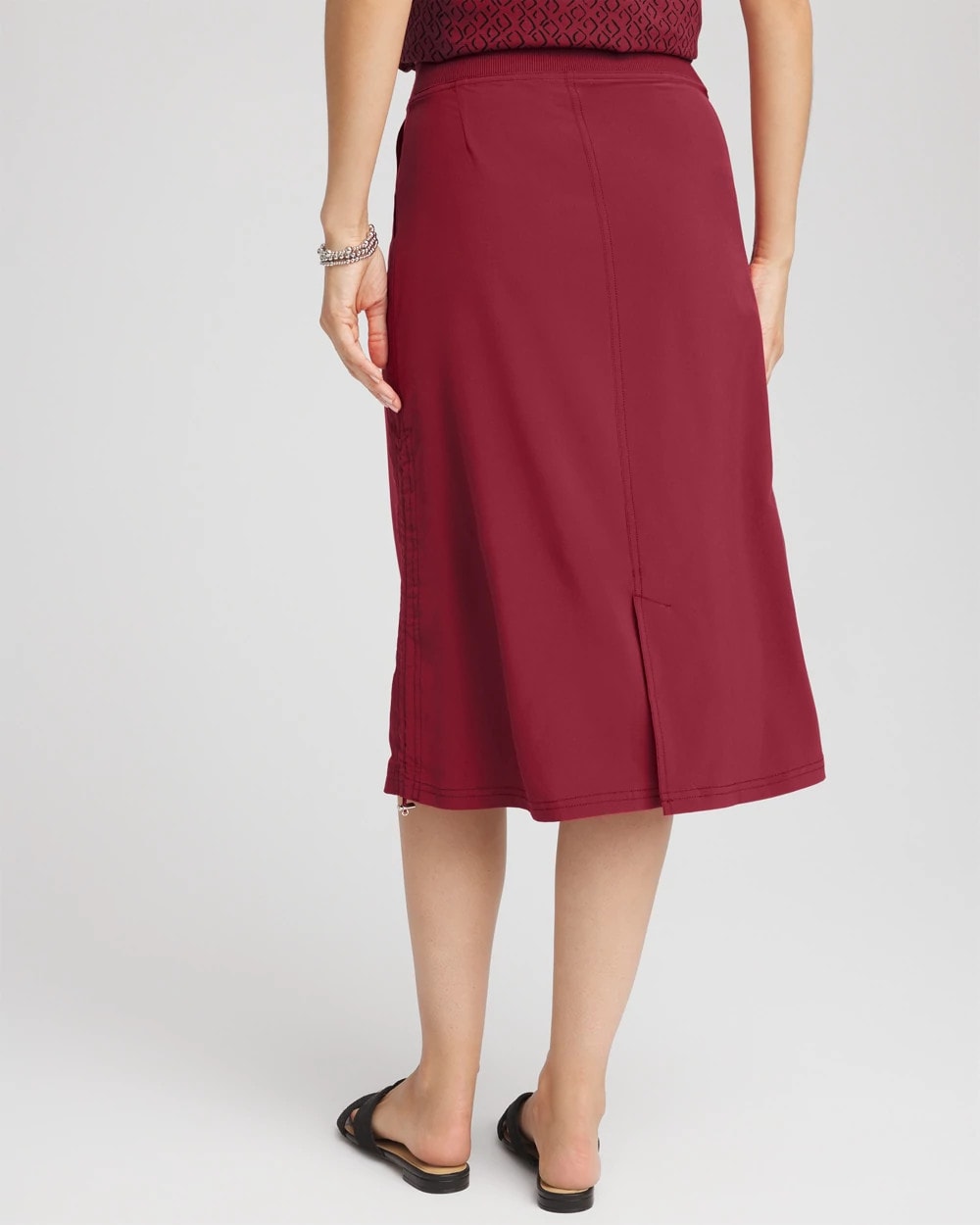 Chico's Zenergy® UPF Bungee-Hem Pull-On Skirt Russet Red