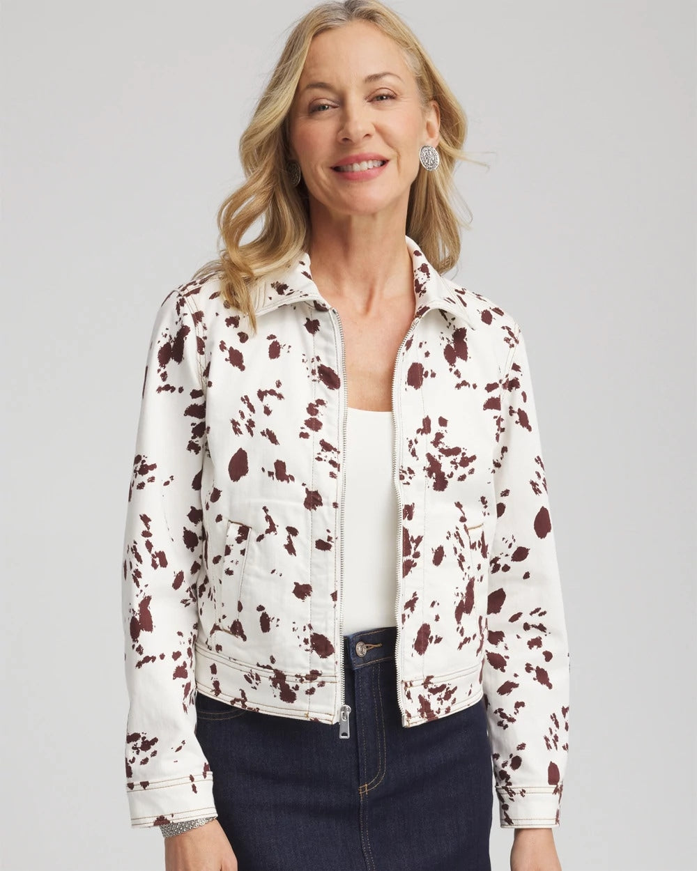 Chico's Pampas Pony Denim Jacket Ecru
