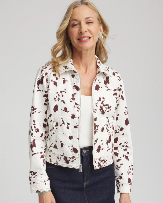 Chico's Pampas Pony Denim Jacket Ecru