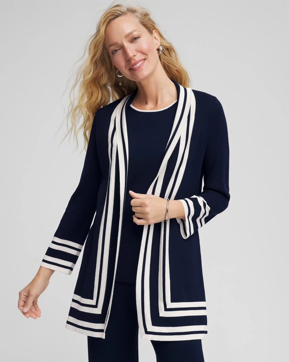 Chico's Travelers™ Contrast Border Cardigan Travelers India Ink
