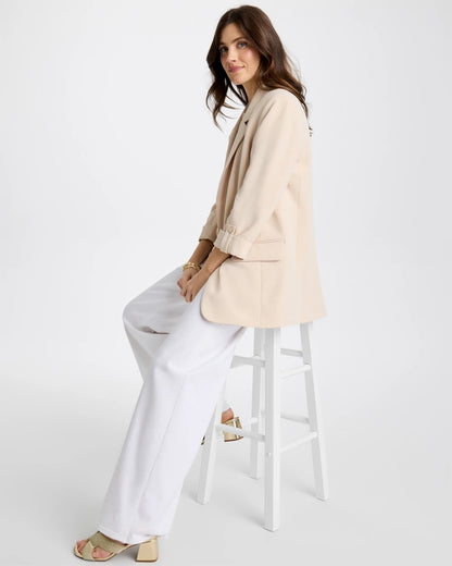 Chico's Boyfriend Crepe Blazer Pale Sand