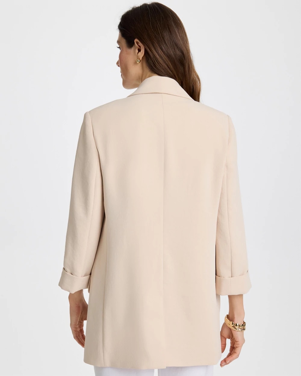 Chico's Boyfriend Crepe Blazer Pale Sand