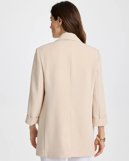 Chico's Boyfriend Crepe Blazer Pale Sand