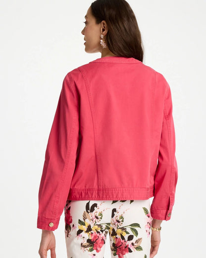 Chico's Collarless Twill Box Jacket Hot Honeysuckle