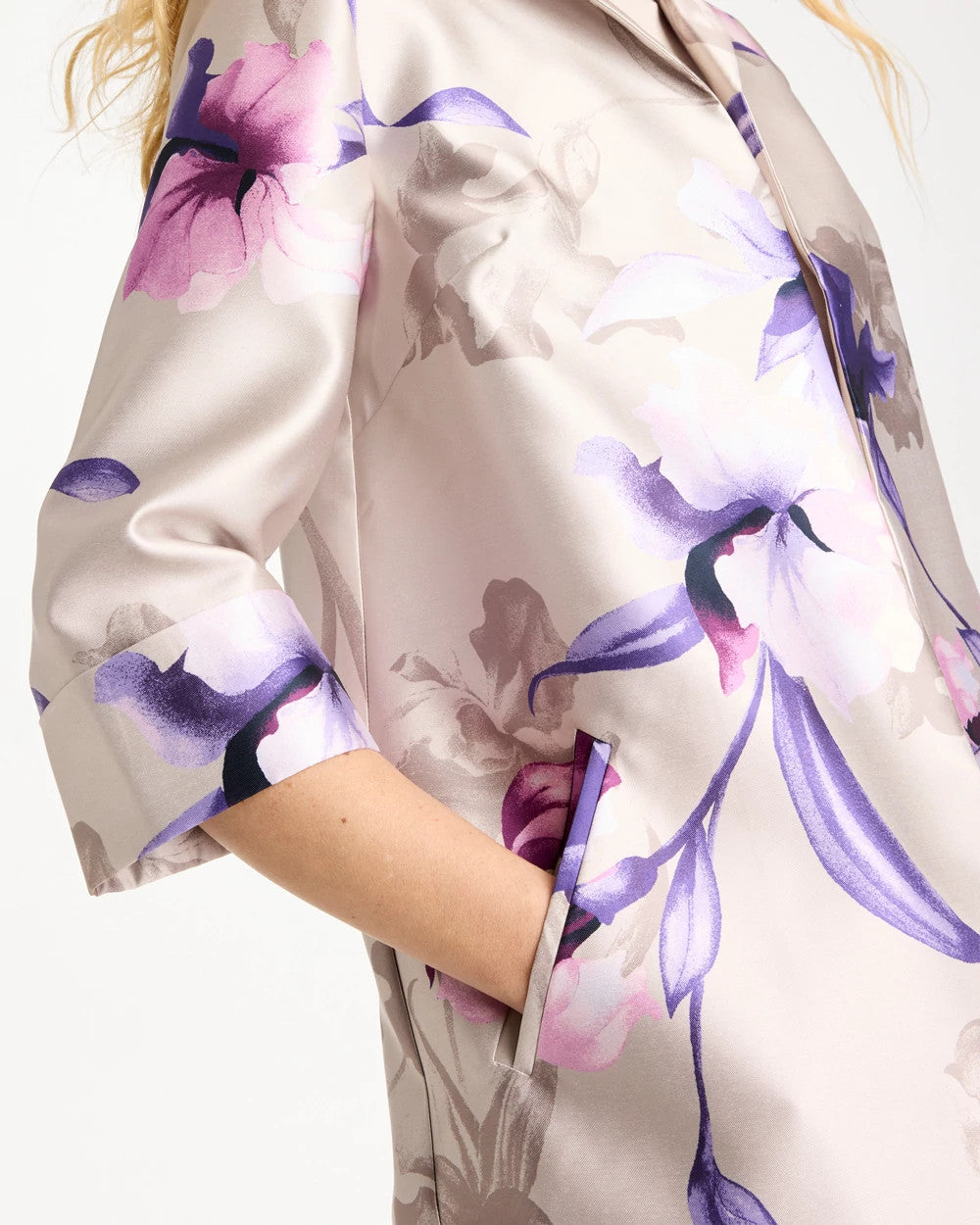 Chico's Travelers™ Collection Iris Collared Long Jacket Rich Amethyst