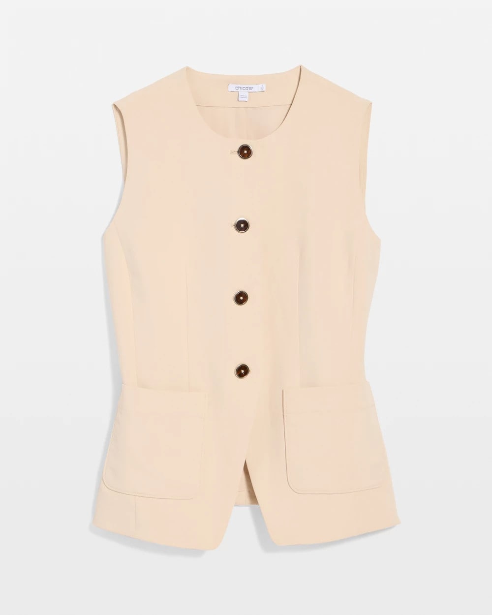 Chico's Split Hem Crepe Vest Pale Sand