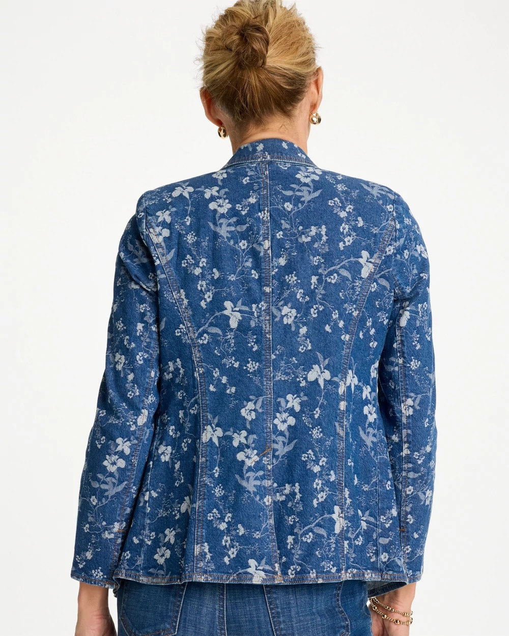 Chico's Jacquard Denim Blazer Indigo