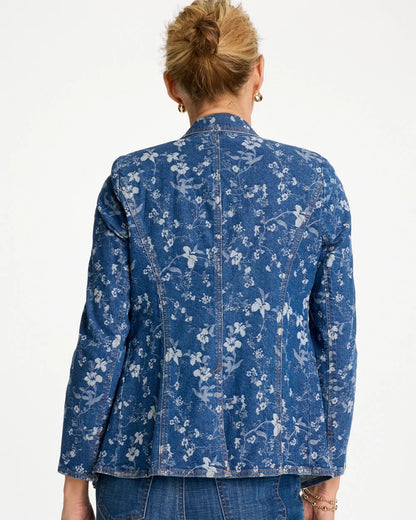 Chico's Jacquard Denim Blazer Indigo