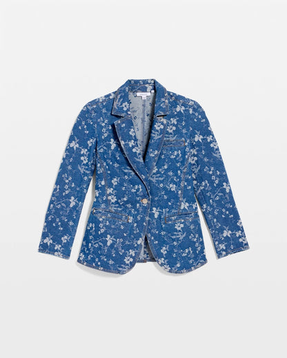 Chico's Jacquard Denim Blazer Indigo