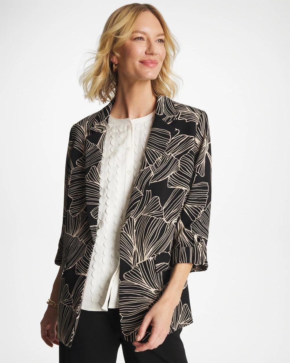 Chico's Ginkgo Crepe Blazer Black