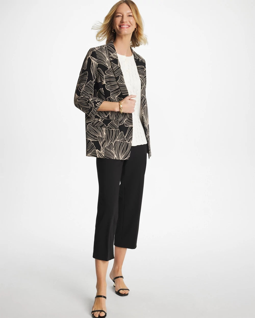 Chico's Ginkgo Crepe Blazer Black