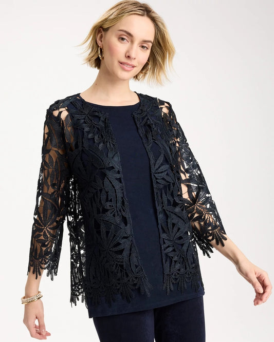 Chico's Travelers™ Galloon Lace Jacket Travelers India Ink