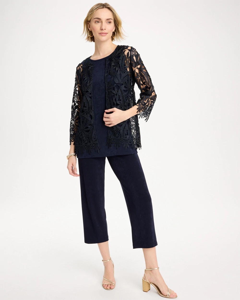 Chico's Travelers™ Galloon Lace Jacket Travelers India Ink