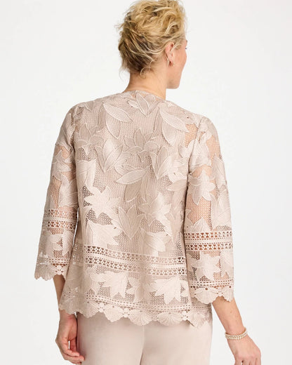 Chico's Travelers™ Collection Scallop Lace Jacket Smokey Taupe