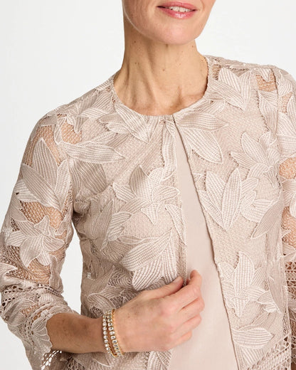 Chico's Travelers™ Collection Scallop Lace Jacket Smokey Taupe