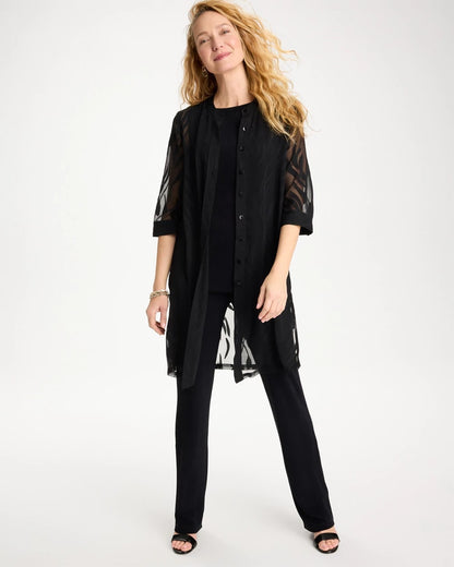 Chico's Travelers™ Collection Sheer Jacquard Topper Travelers Black