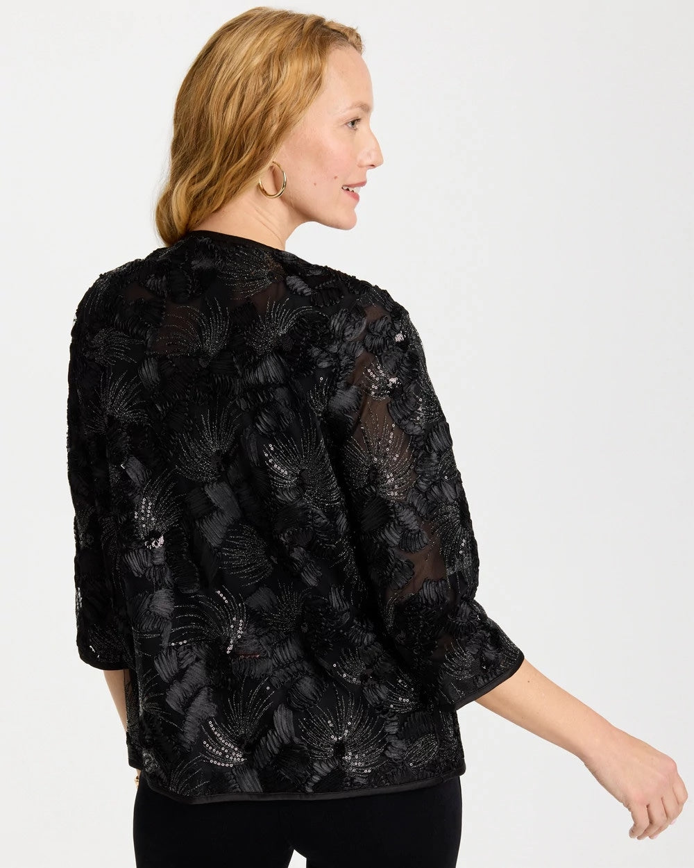 Chico's Travelers™ Collection Sequin Mesh Soutache Jacket Black
