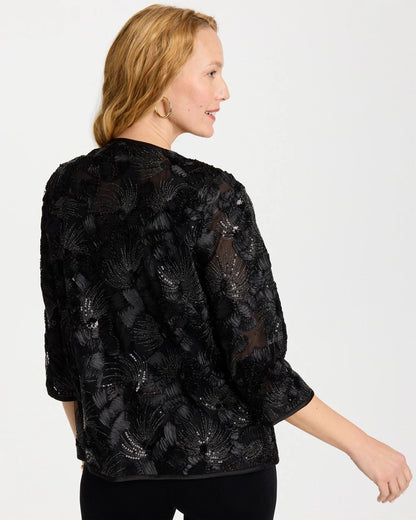 Chico's Travelers™ Collection Sequin Mesh Soutache Jacket Black