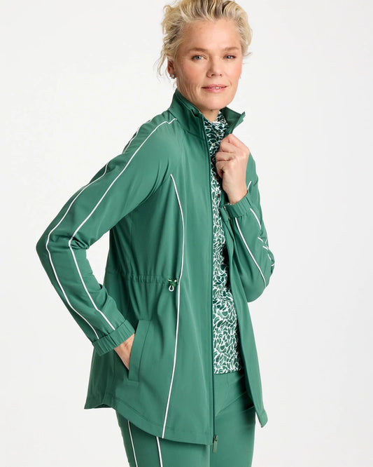 Chico's Zenergy® UPF Piping Anorak Jacket Water Lily Green