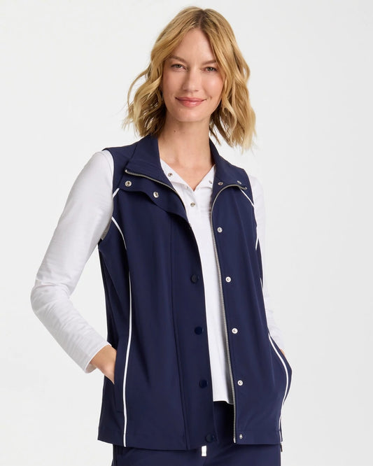 Chico's Zenergy® UPF Full Snap Vest Passport Blue