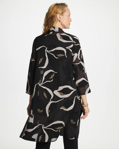 Chico's Travelers™ Collection Burnout Peace Lily Topper Travelers Black