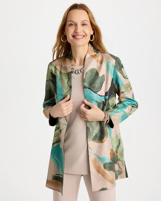 Chico's Travelers™ Soft Bloom Reversible Crushed Jacket Kelp Forest