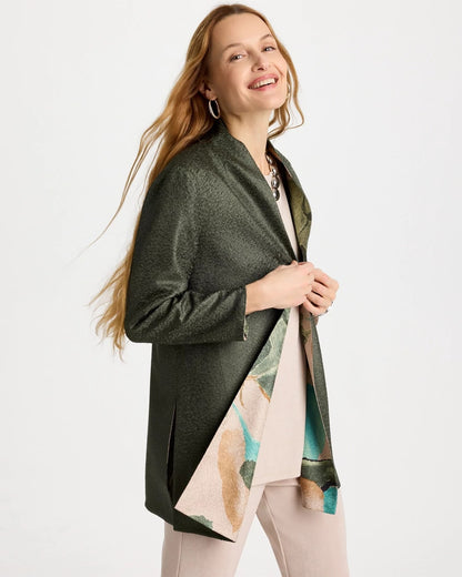 Chico's Travelers™ Soft Bloom Reversible Crushed Jacket Kelp Forest