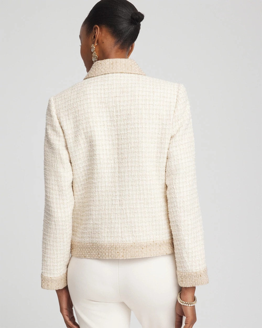 Chico's Tonal Neutral Tweed Jacket Neutral
