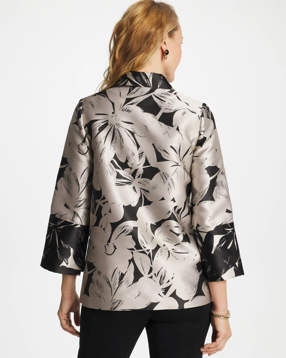 Chico's Travelers™ Collection Floral Jacquard Jacket Smokey Taupe