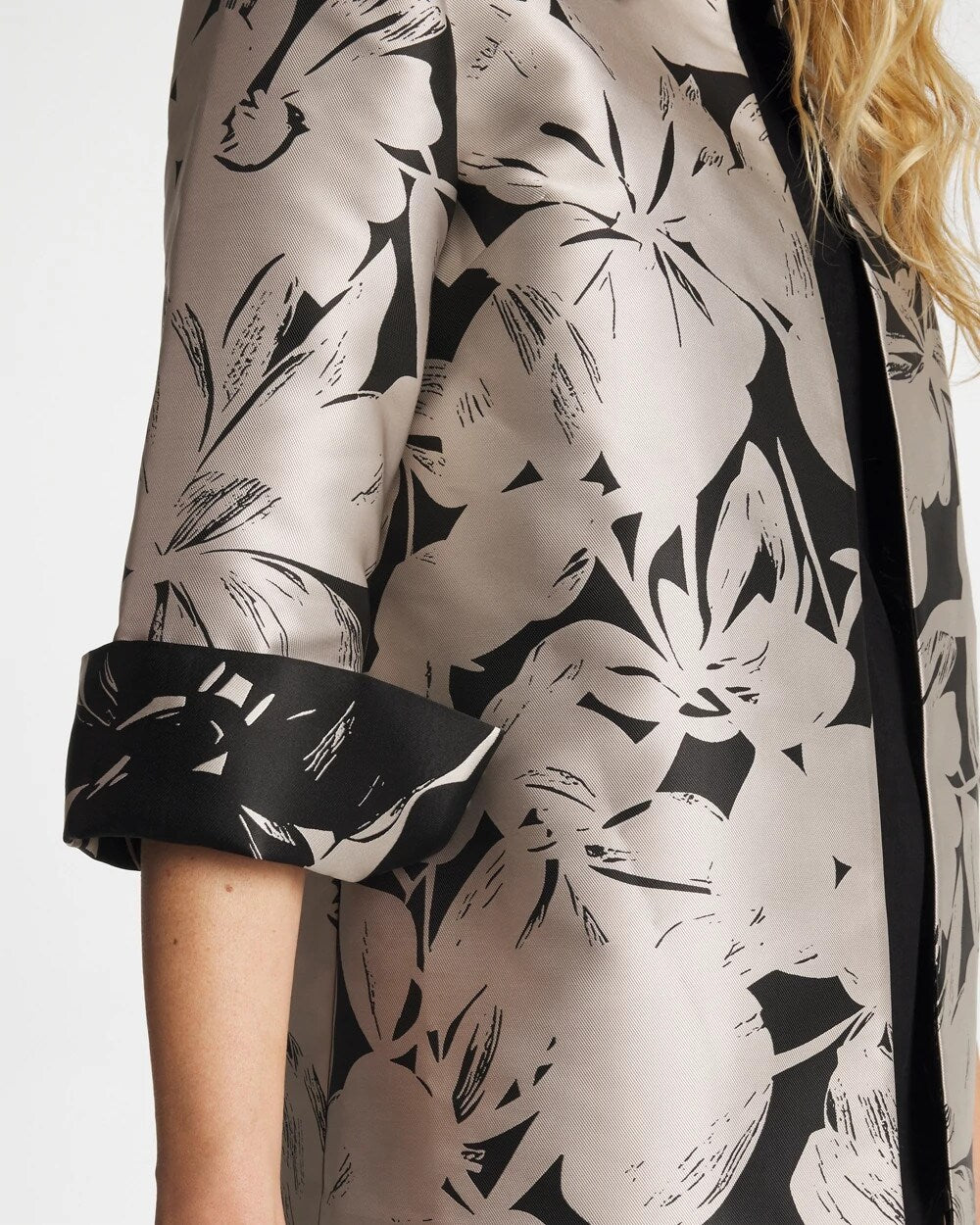 Chico's Travelers™ Collection Floral Jacquard Jacket Smokey Taupe