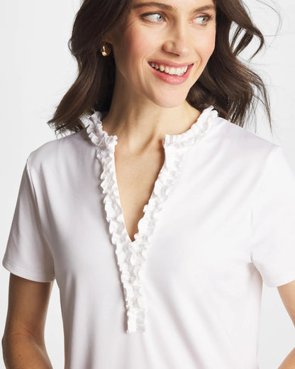Chico's Zenergy® UPF Ruffle Polo Alabaster