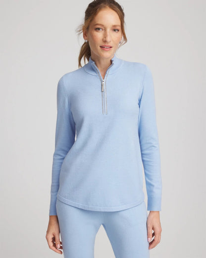 Chico's Zenergy® Luxe Half-Zip Pullover Top Crystal Topaz