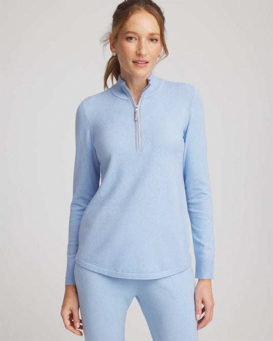 Chico's Zenergy® Luxe Half-Zip Pullover Top Crystal Topaz