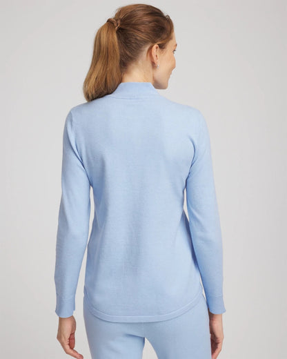 Chico's Zenergy® Luxe Half-Zip Pullover Top Crystal Topaz